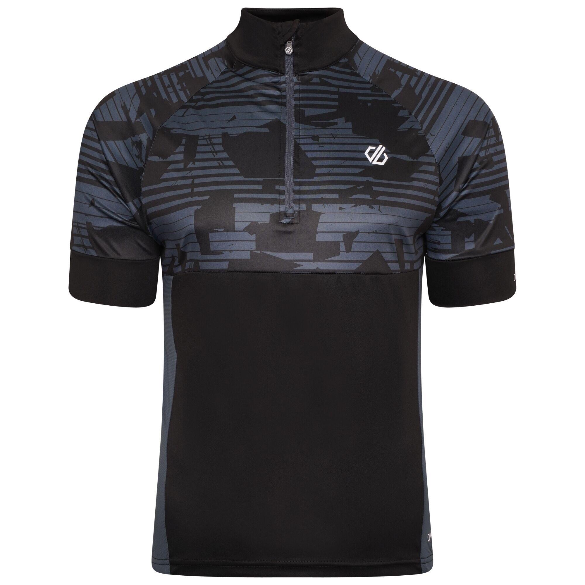 Mens Stay The Course II Downshift Print Cycling Jersey (Black) 1/5