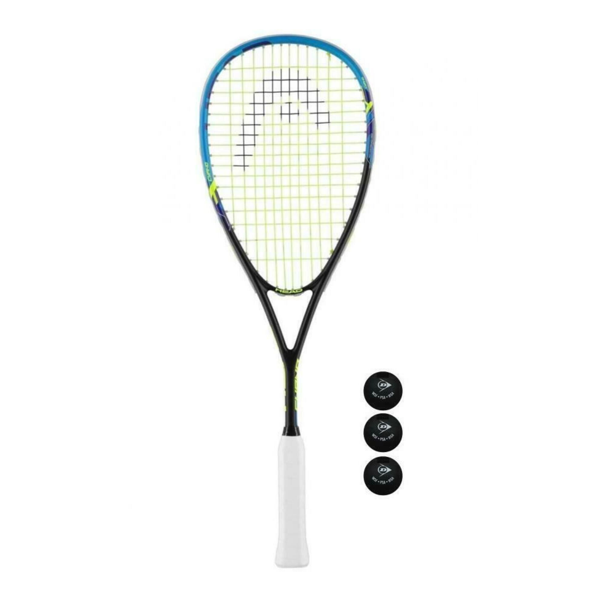 HEAD Head IG Cyano Squash Racket + 3 Squash Balls