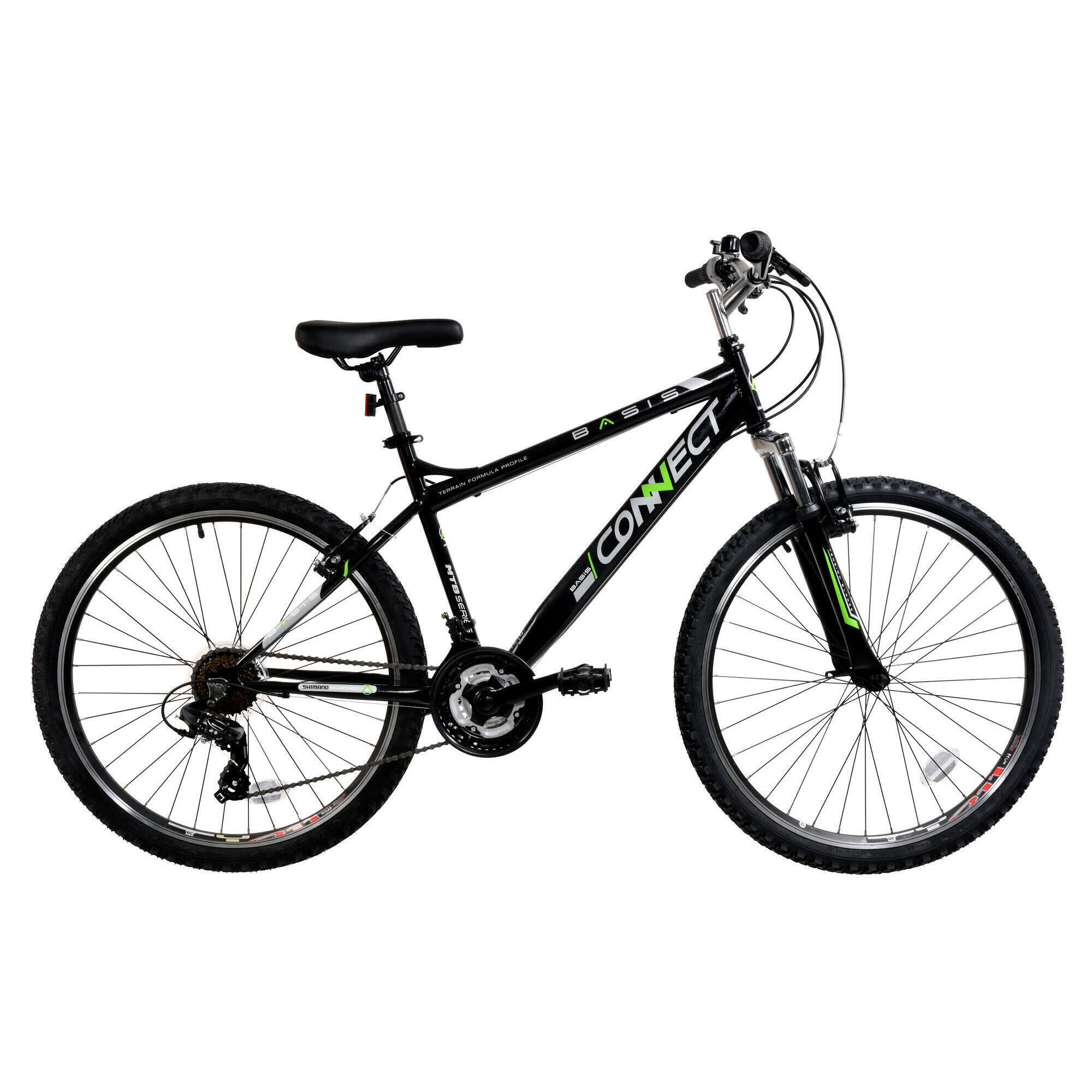 BASIS Basis Connect Adult's Hardtail Mountain Bike, 26In Wheel - Black/Green