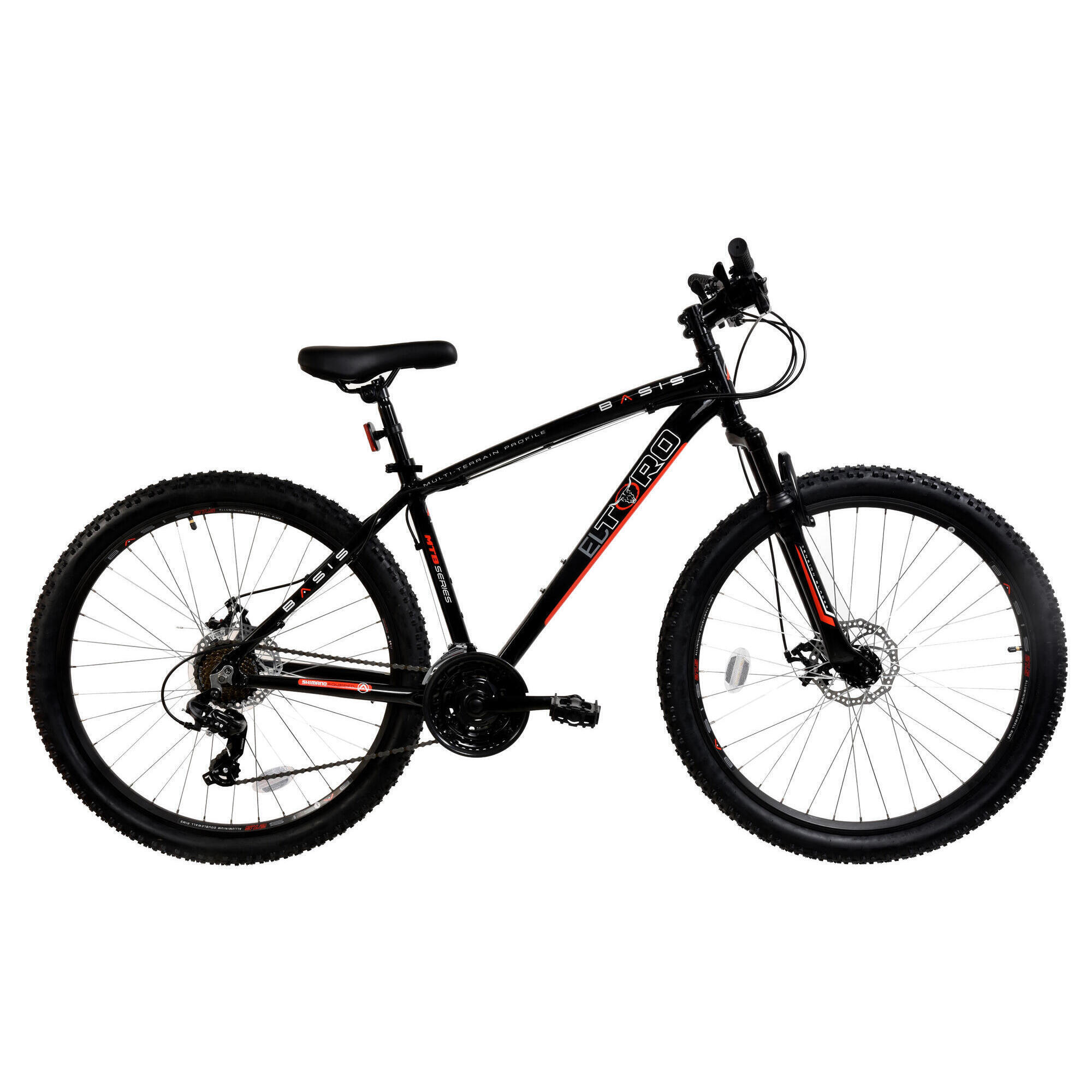BASIS Basis El Toro Men's Hardtail Mountain Bike, 27.5In Wheel - Black/Red