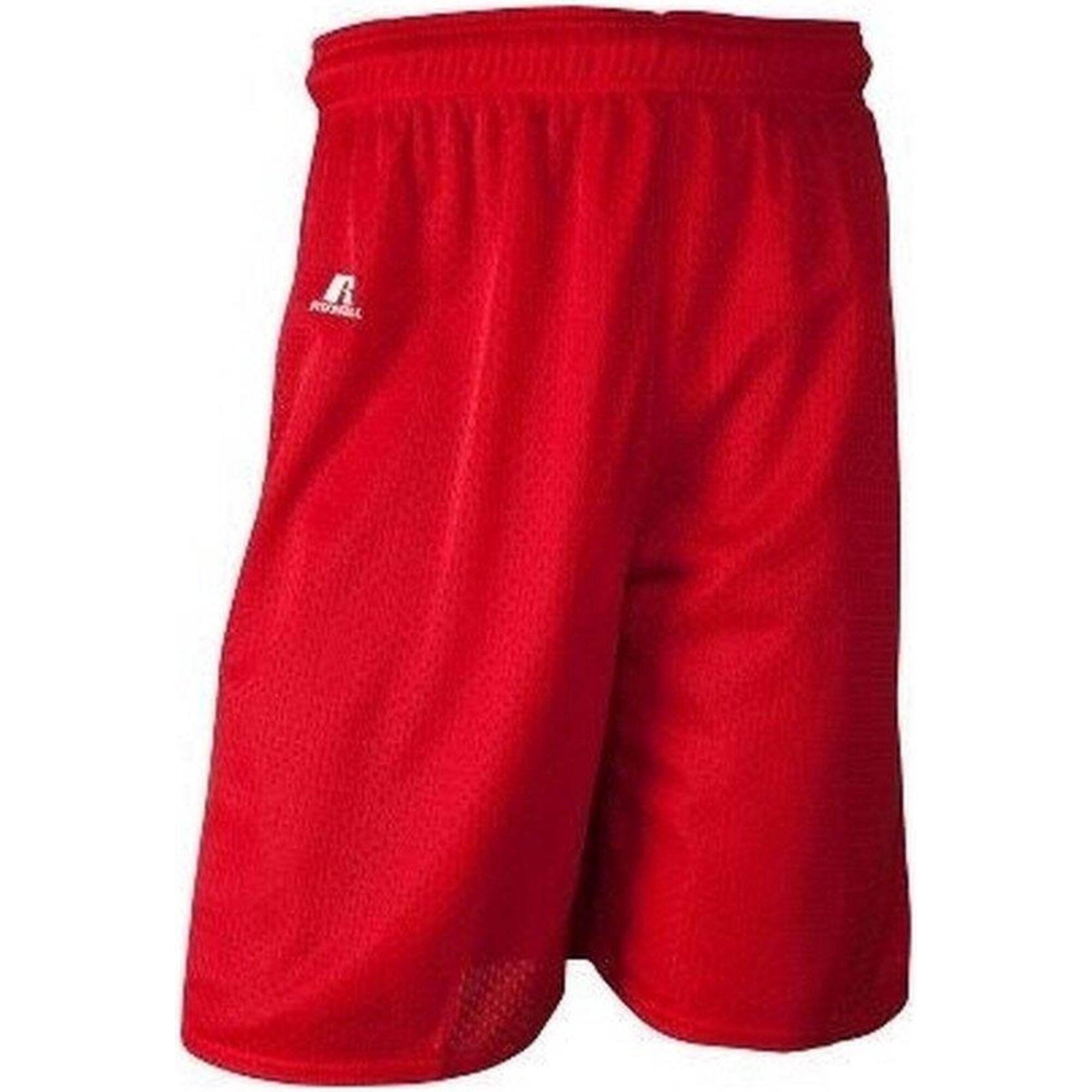 Pantaloni sportivi da uomo - Pantaloncini in nylon a rete (rosso)