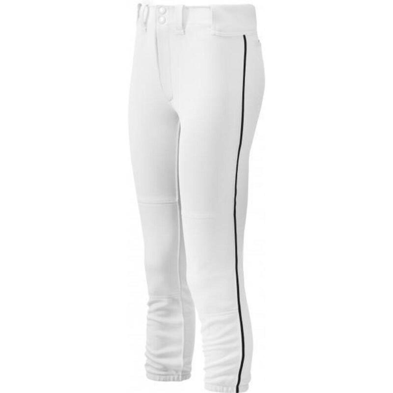 Pantalones de nylon para Softball - Mujer - Blanco con ribetes azul oscuro