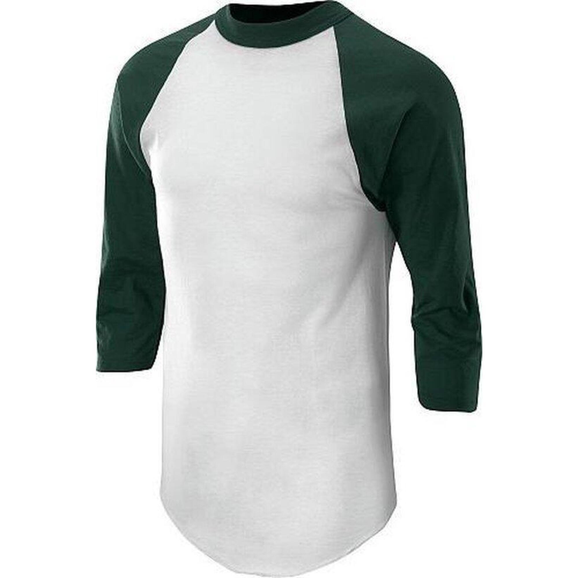 Maglia da baseball classica da bambino con maniche a 3/4 (verde scuro)