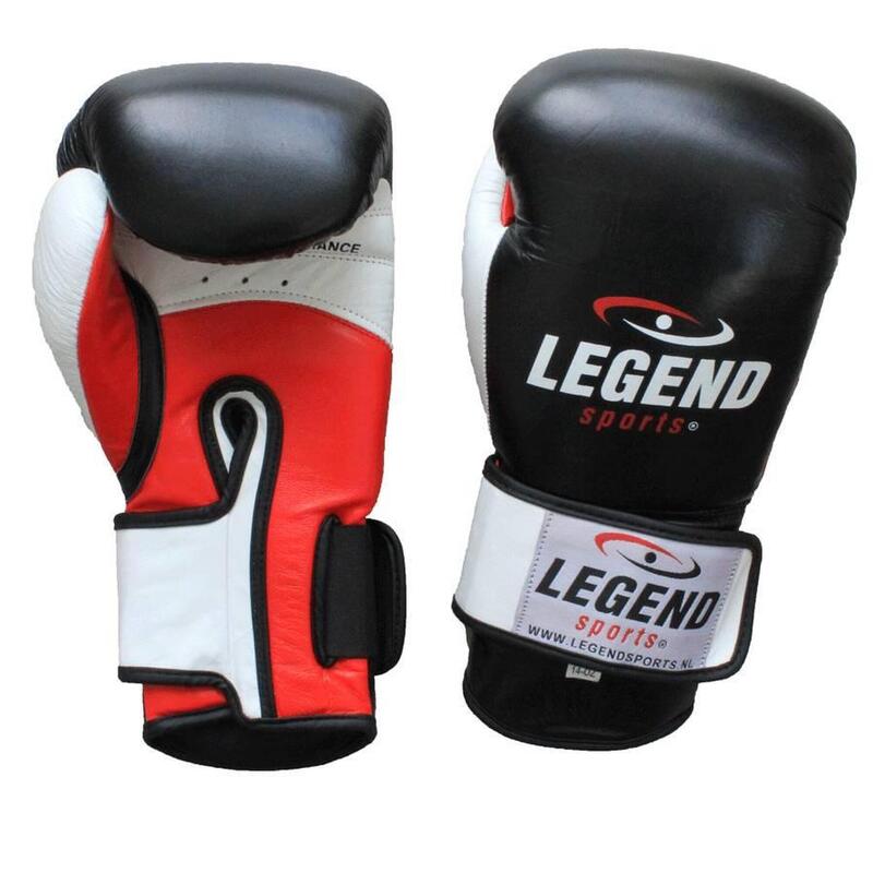 Gants de Boxe Homme/Femme Legend Power Cuir Noir-Blanc-Rouge