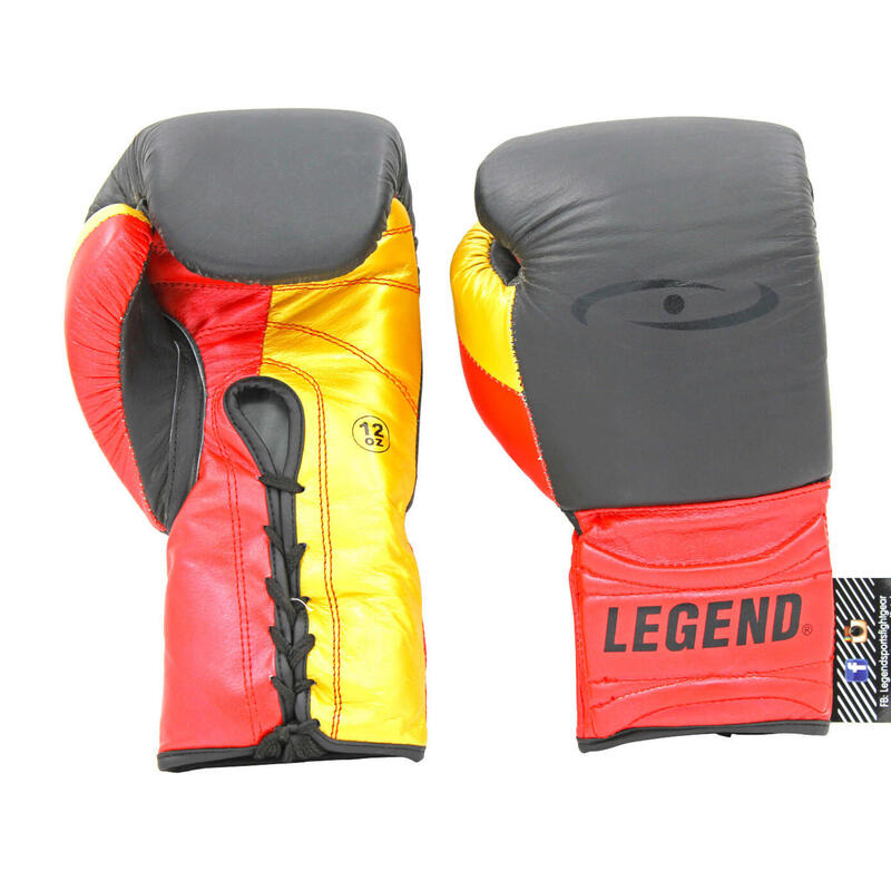 Gants de Boxe Dentelle Homme/Femme Cuir Mat Noir-Rouge-Or