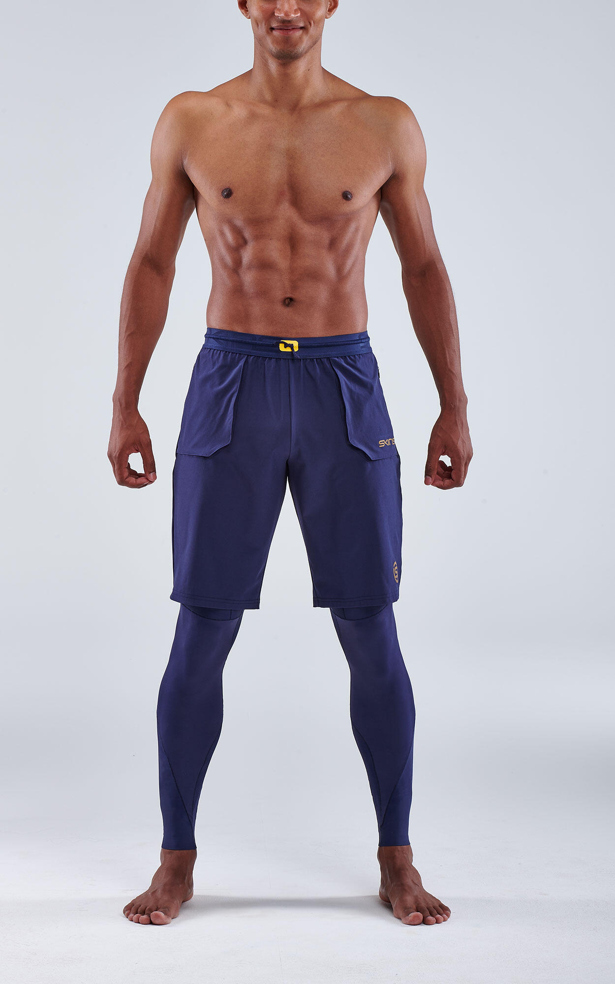 SKINS Series-5 Men's T&R Long Tights - Navy Blue 3/5