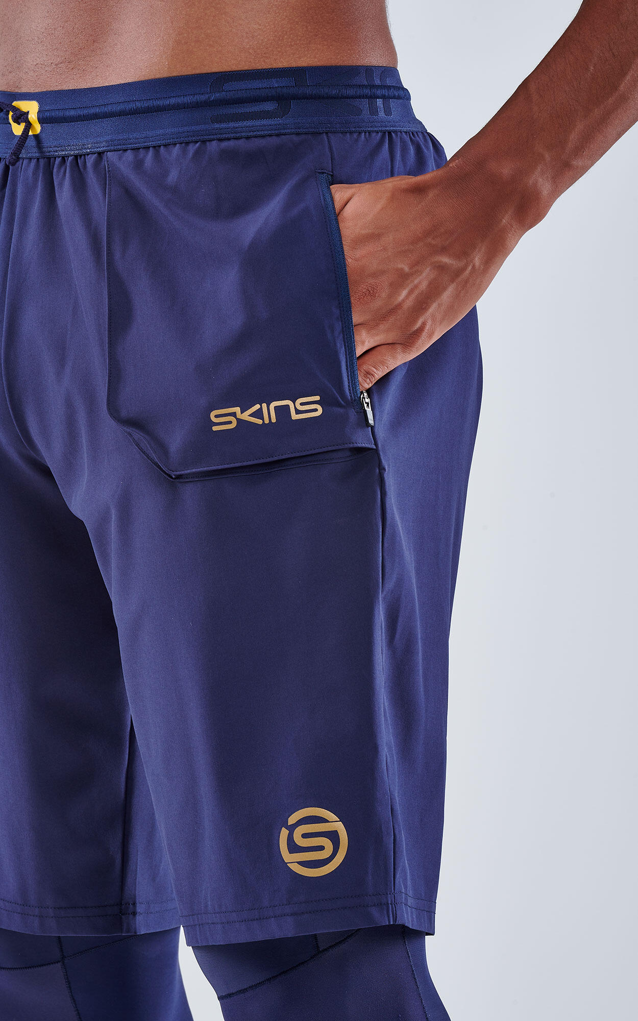 SKINS Series-5 Men's T&R Long Tights - Navy Blue 4/5