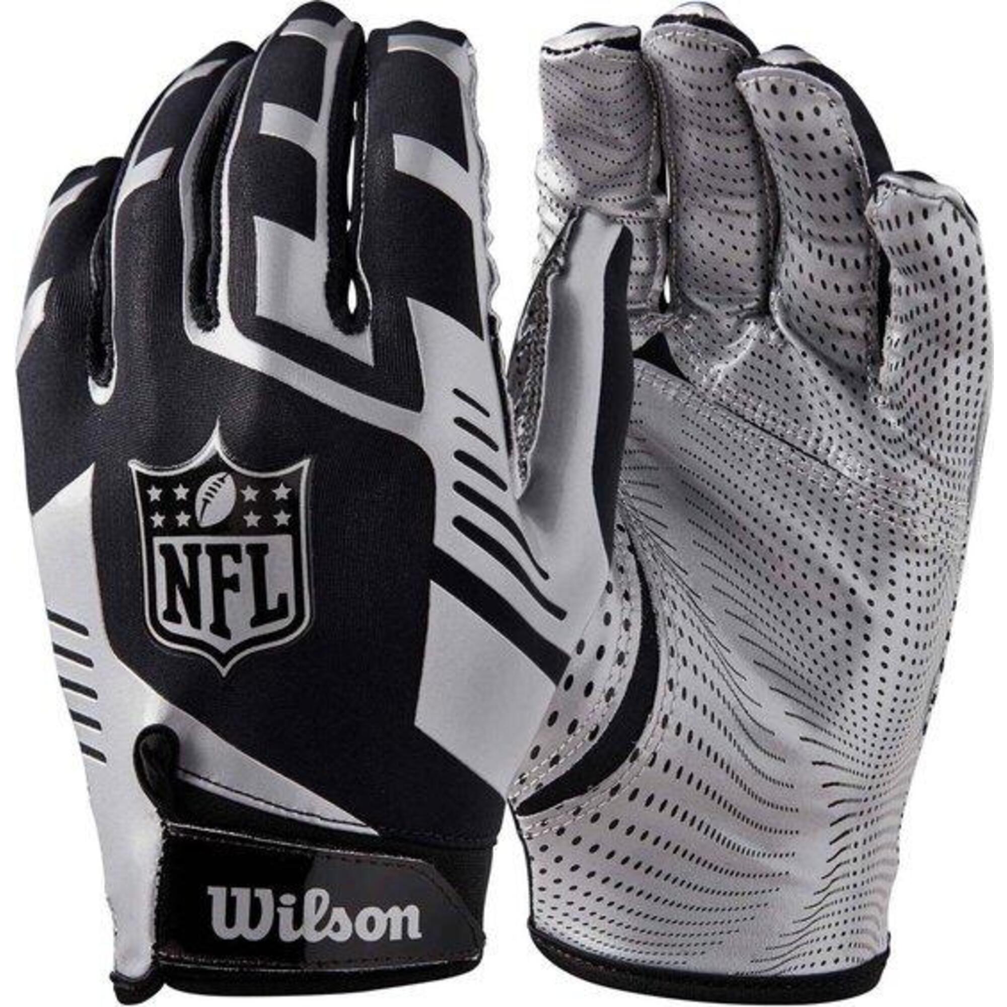 NFL Stretch-Fit Football Gloves - Adult (Silver)