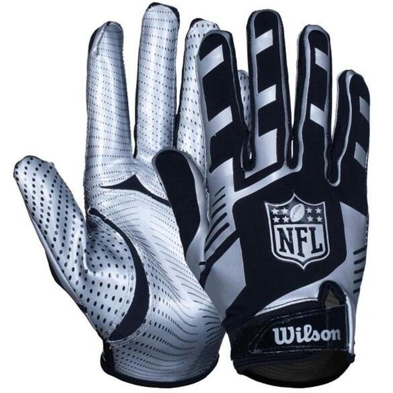 NFL Stretch-Fit American Football Handschuhe - Erwachsene - Silber