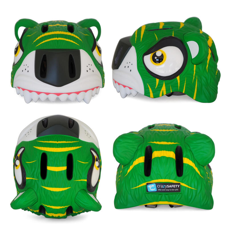 Combo Pack - capacete de bici para criança, cadeado e campainha-Tiger Verde