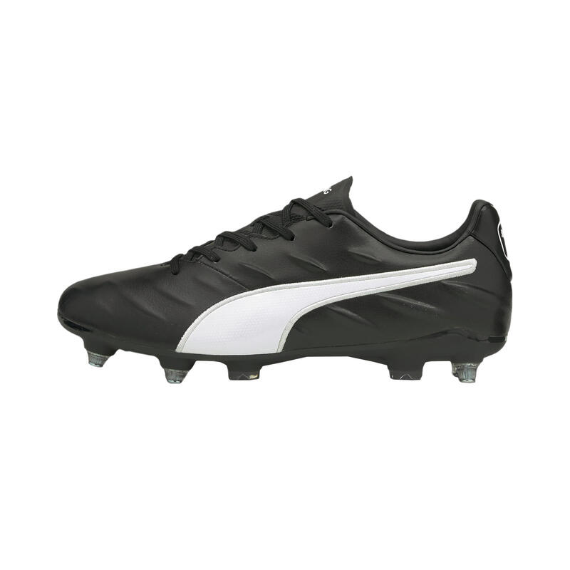 Chaussures de football King Pro 21 SG en cuir pour hommes (Noir/Blanc)