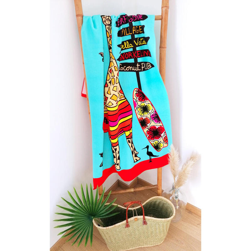 Serviette de plage en microfibre Girafe 70x140 250g/m²