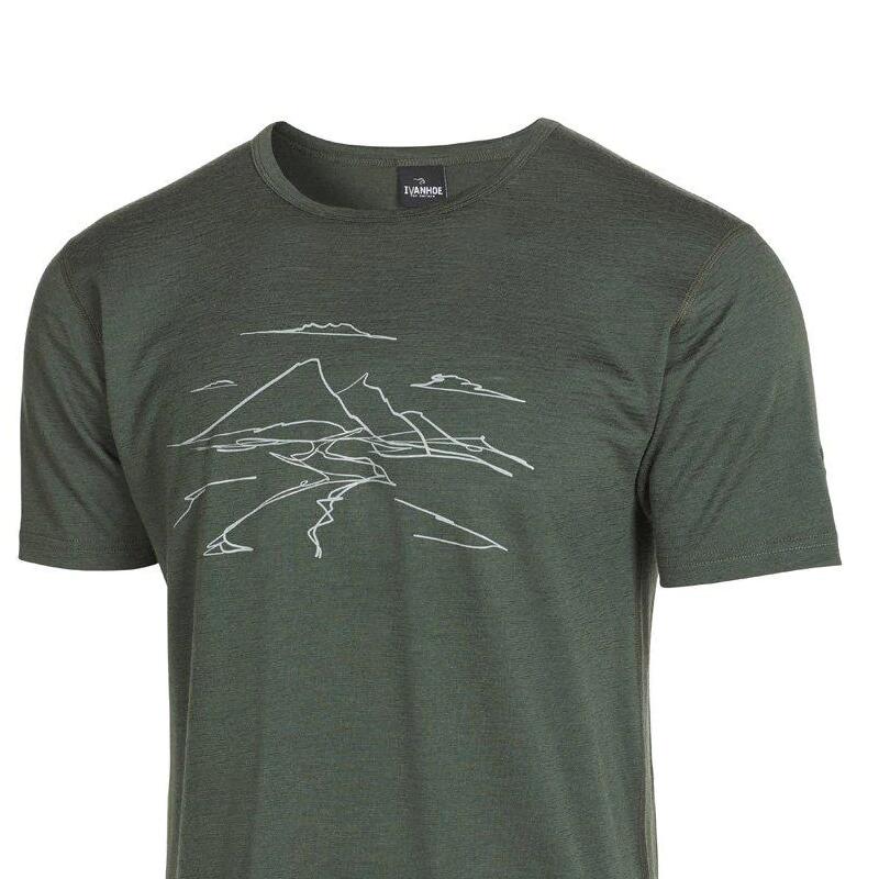 T-Shirt Agaton Mountain für Herren - 100% Merinowolle - Grün