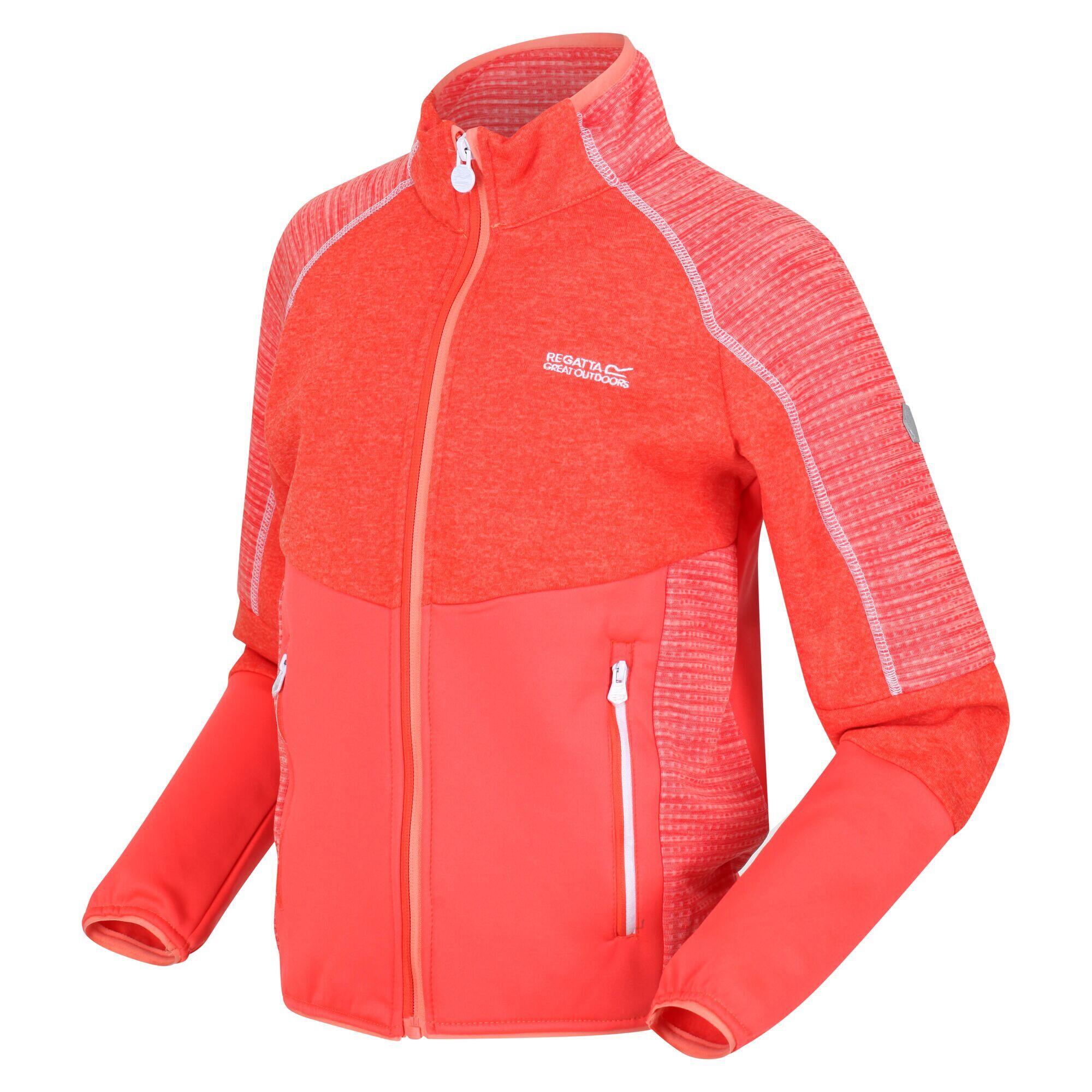 Childrens/Kids Oberon V Soft Shell Jacket (Fusion Coral/Neon Peach) 3/5