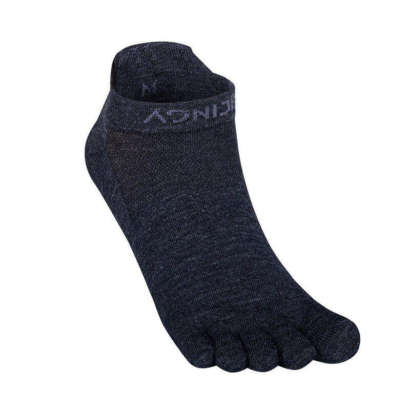 E4822 運動跑步五趾襪 | 羊毛襪 | 低筒 | 透氣 - 黑色