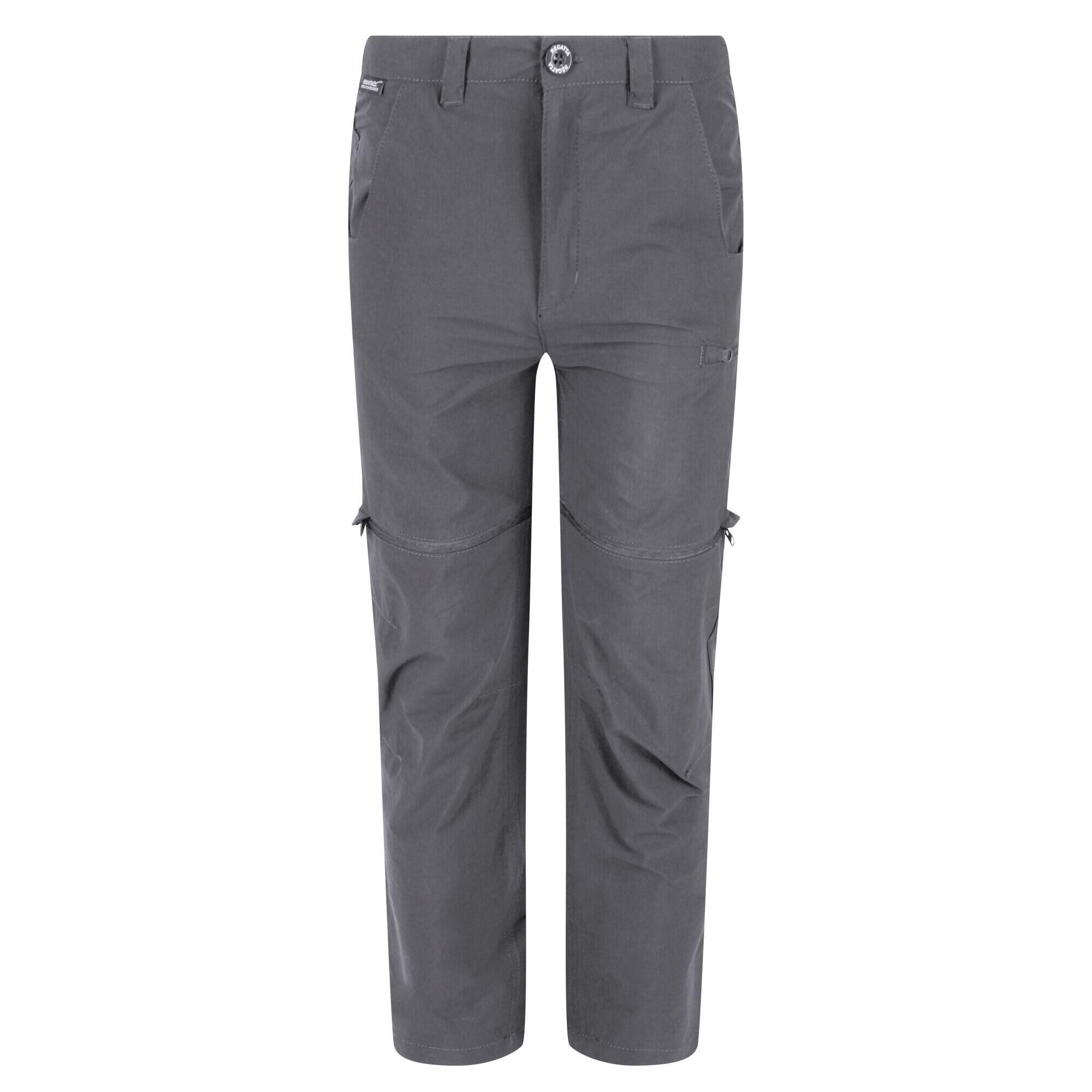 REGATTA Childrens/Kids Highton Stretch ZipOff Walking Trousers (Seal Grey)