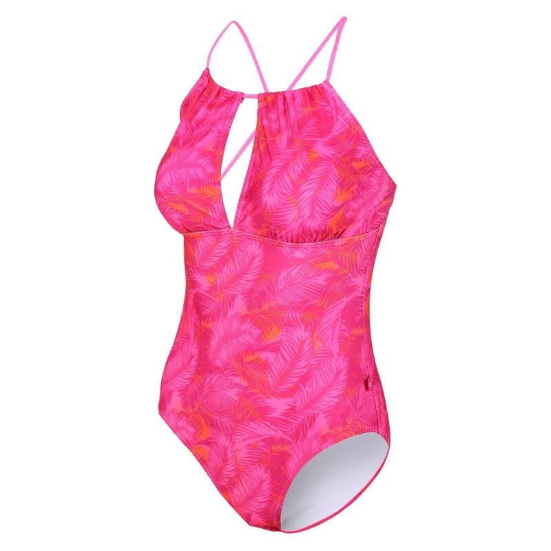 Dames Halliday ééndelig zwempak (Roze Fushion)