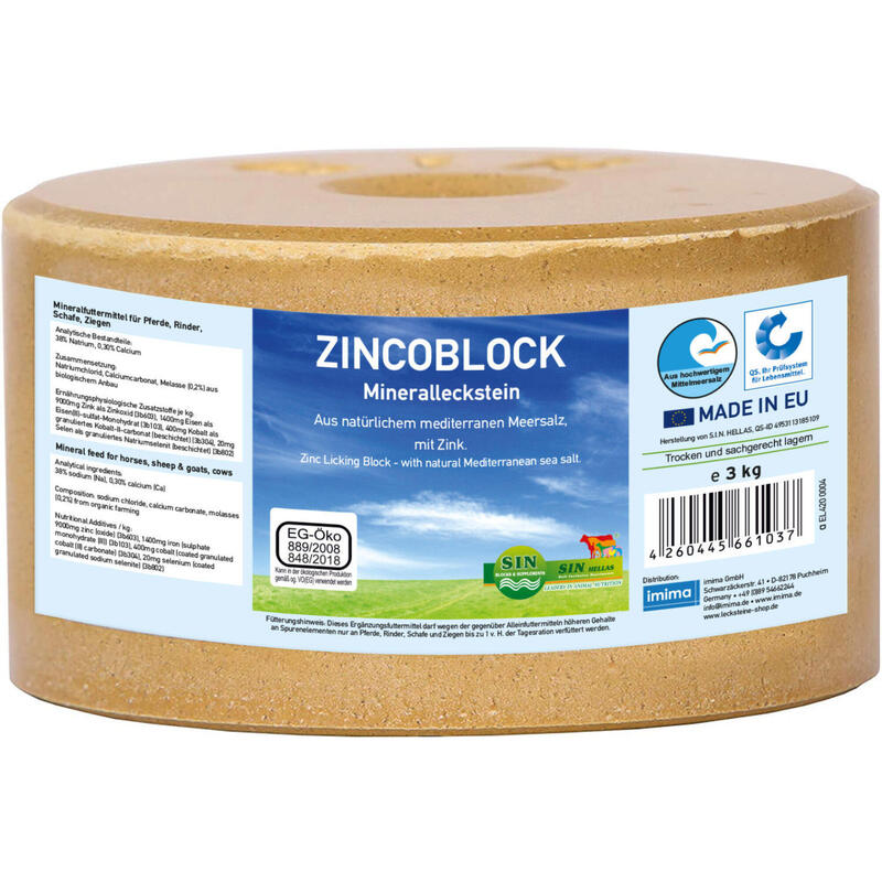 ZINCOBLOCK, Pierre à lécher minérale, 3kg