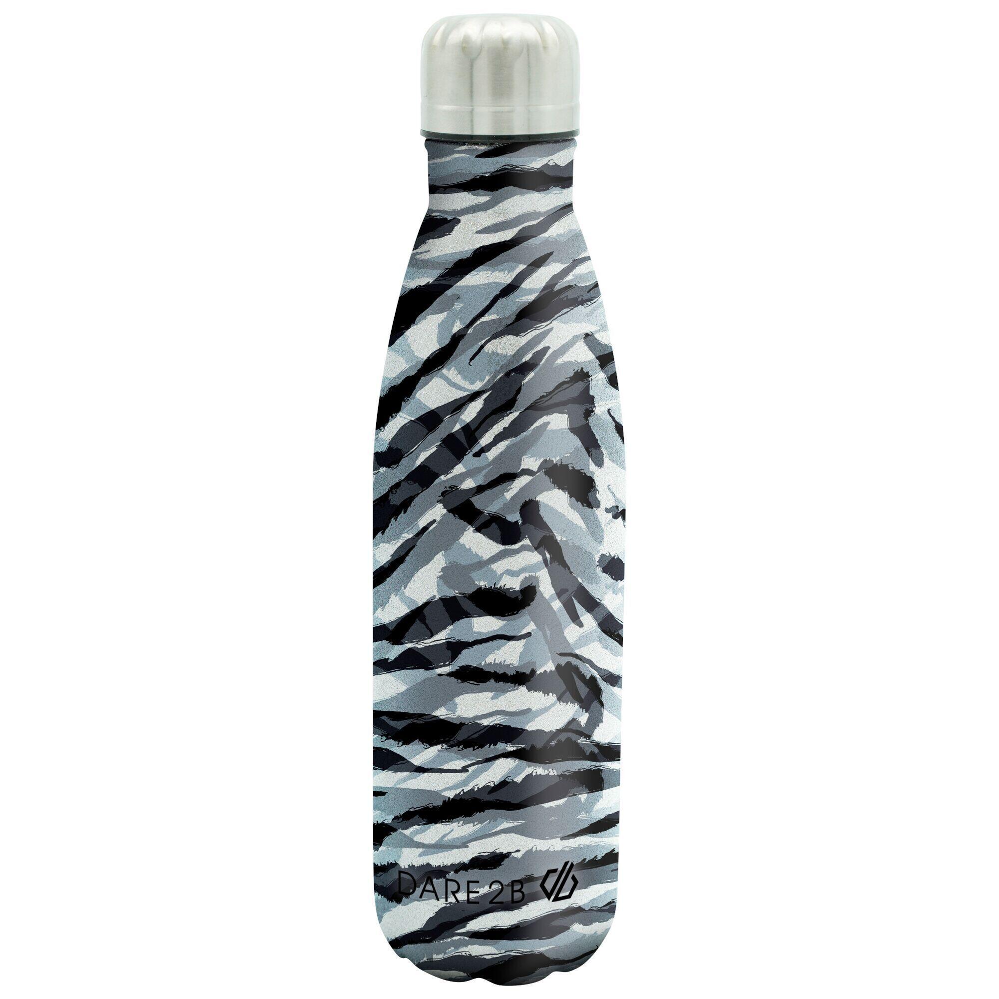 Zebra Print Metal Water Bottle (Black/White) 1/4
