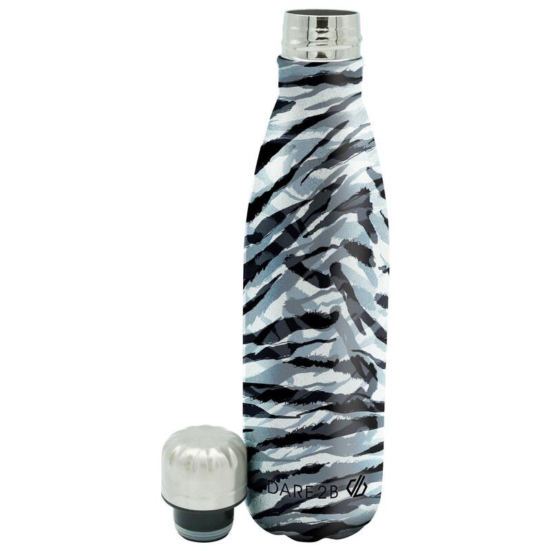 Wasserflasche, Zebramuster, Metall Damen und Herren Schwarz/Weiß