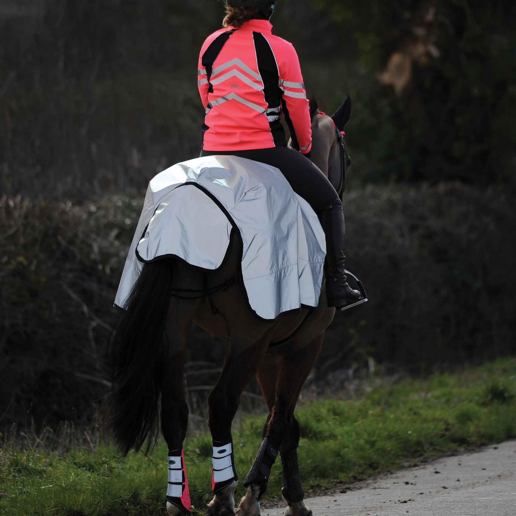 Reflective Wrap Around Horse Exercise Sheet (Silver/Black) 3/4