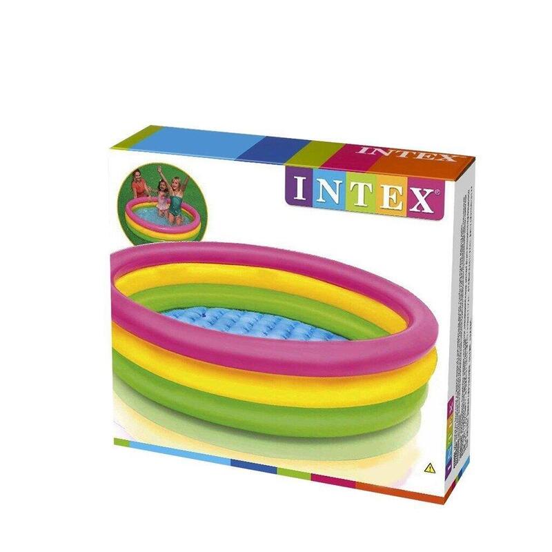 Three-colored rainbow round inflatable swimming pool