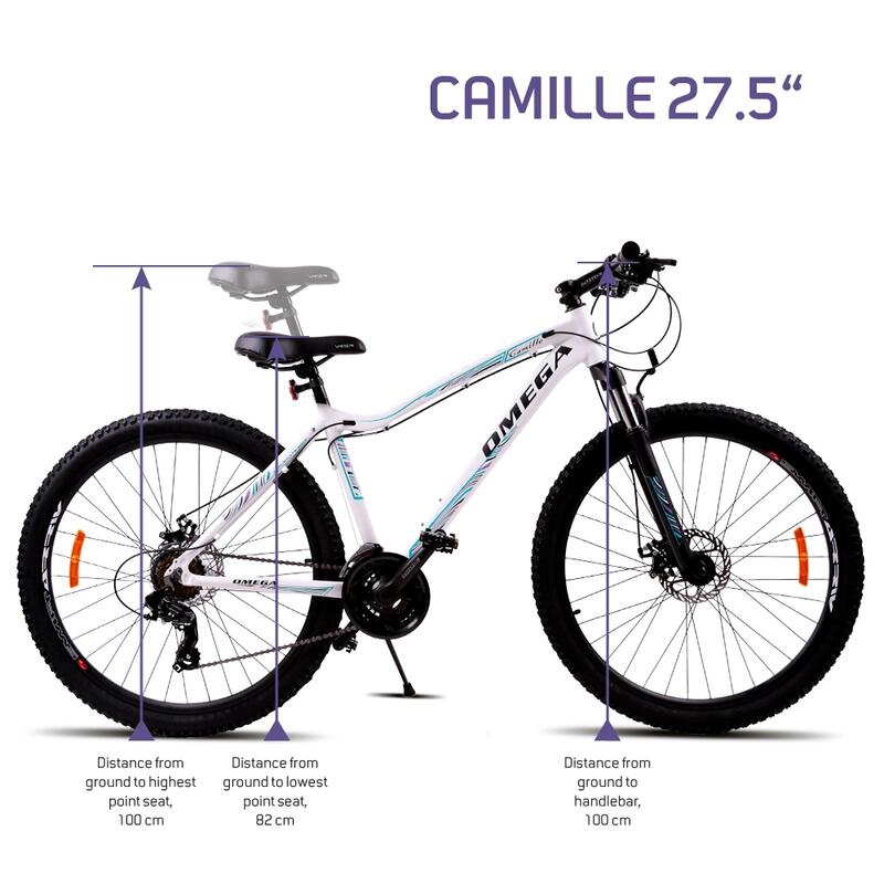Bicicleta mountainbike dama Omega Camille 27.5", 2022 cadru 44cm, alb