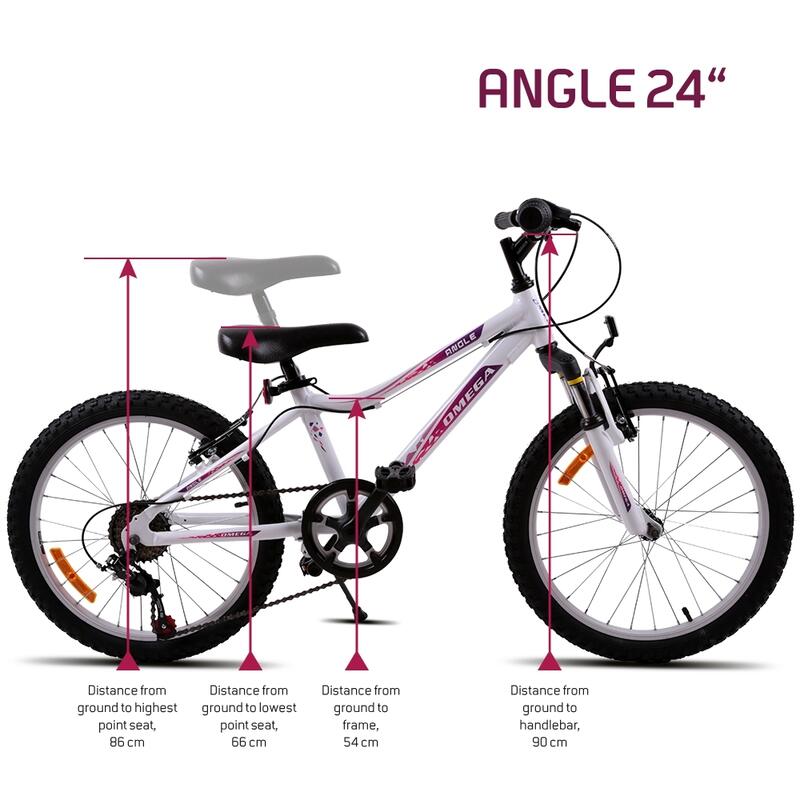 Bicicleta copii Omega Angle 24", 18 viteze, alb