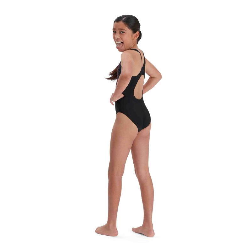 Costum inot fete Speedo Plastisol negru/rosu