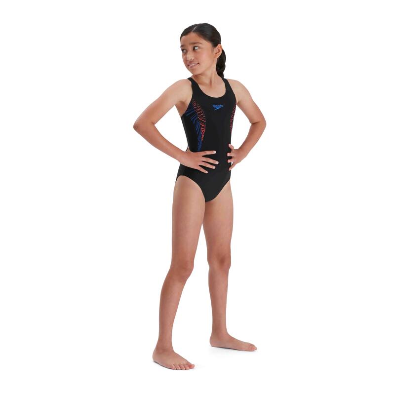 Costum inot fete Speedo Plastisol negru/roz