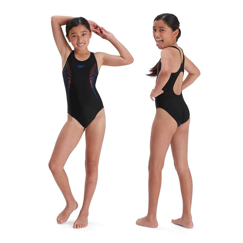 Costum inot fete Speedo Plastisol negru/rosu