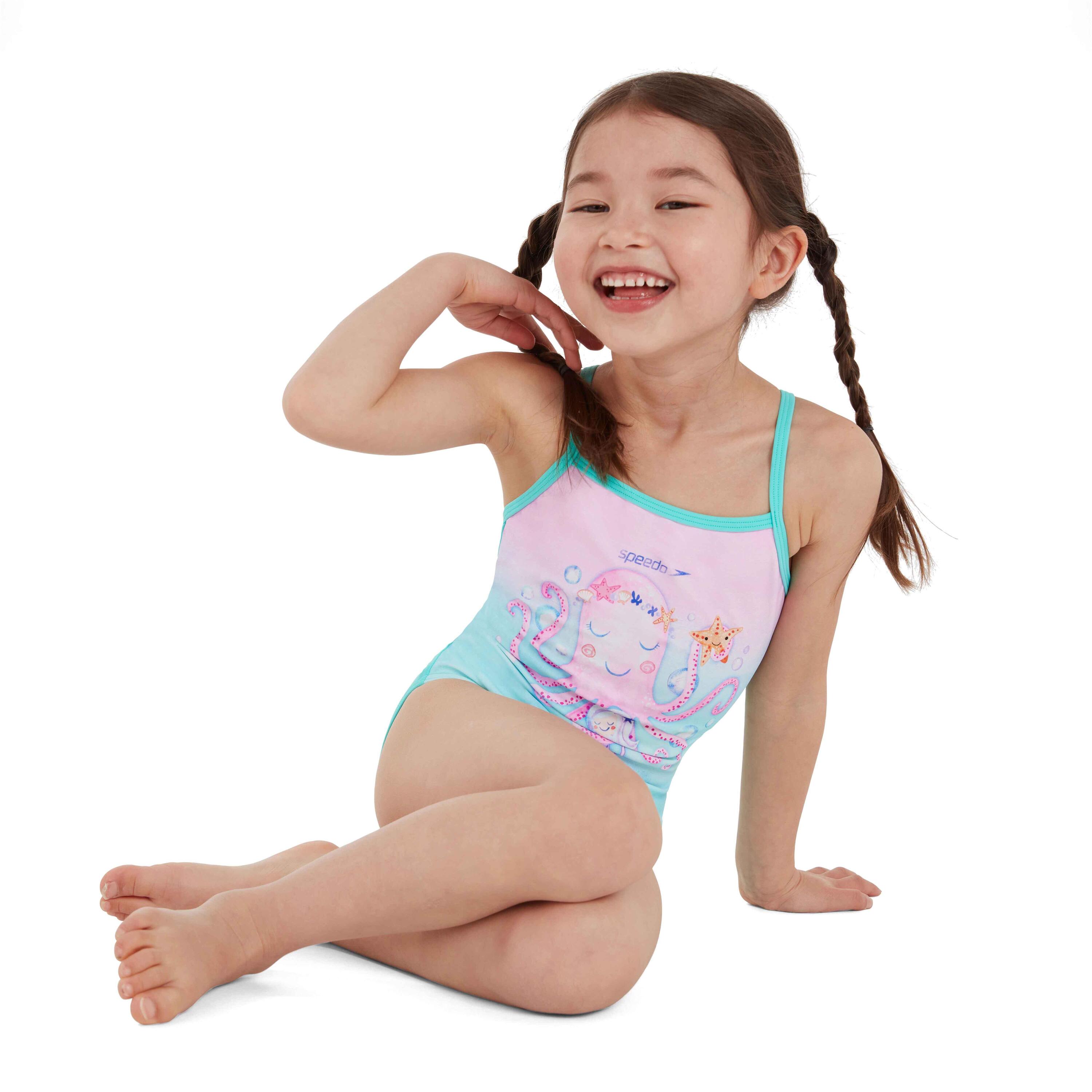 Speedo Endurance Digital Thinstrap Swimsuit Infants, Mint/Pink 2/5