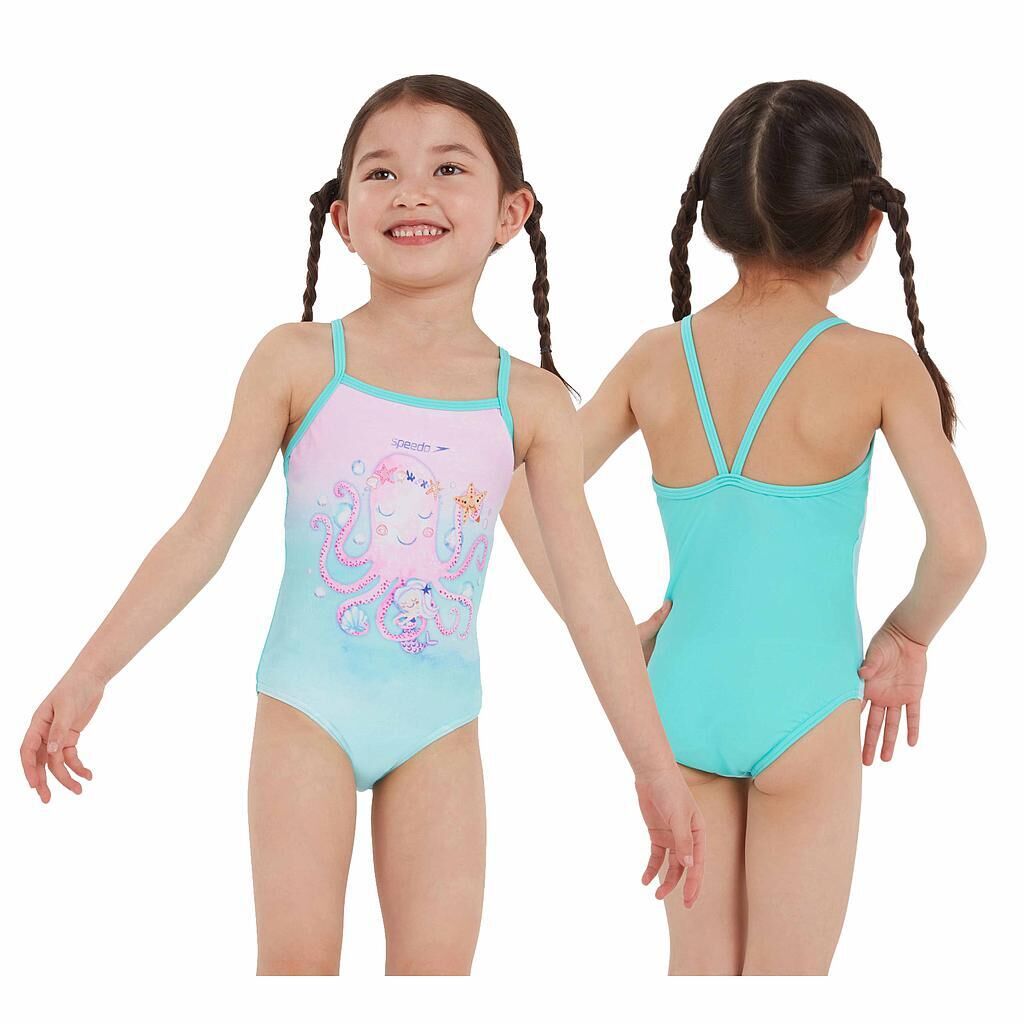 SPEEDO Speedo Endurance Digital Thinstrap Swimsuit Infants, Mint/Pink
