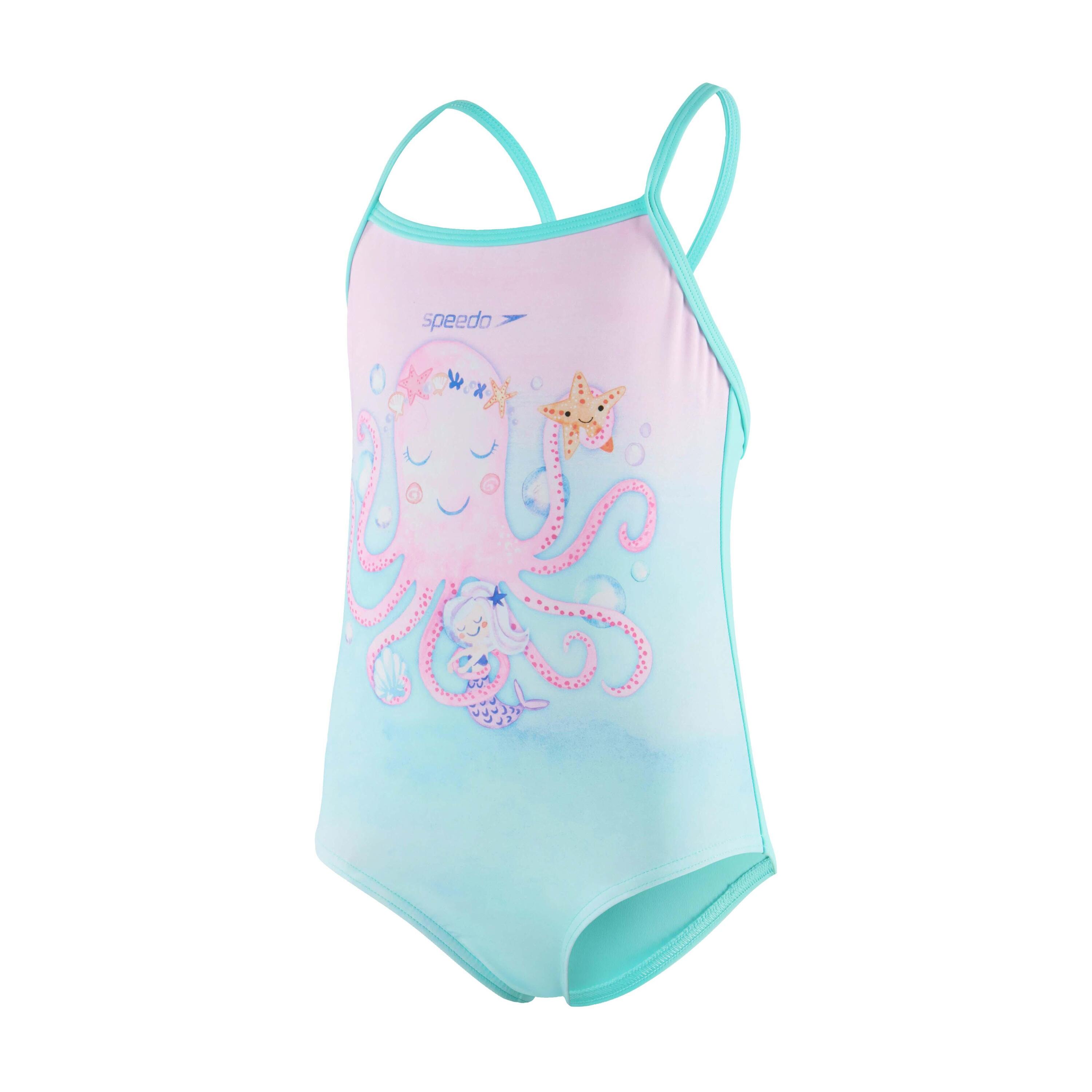 Speedo Endurance Digital Thinstrap Swimsuit Infants, Mint/Pink 4/5