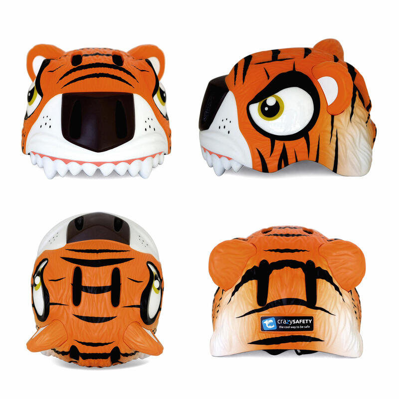 Crazy Safety Set casco de bici para niños, candado y timbre | Tigre Naranja