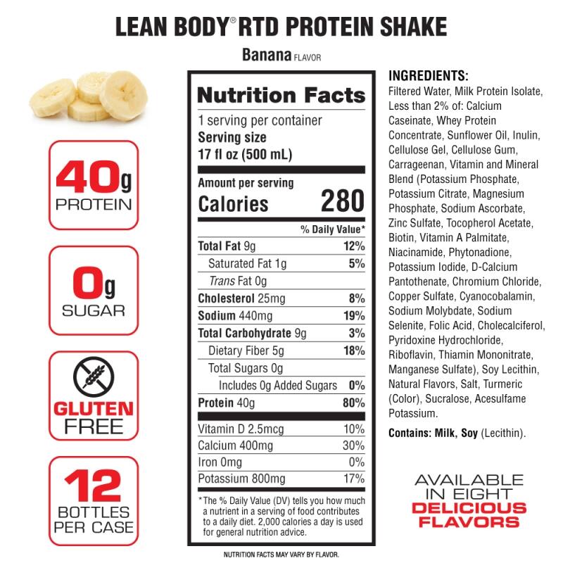 Lean Body Protein Shake - Banana (500ml) 12 PACK (RTD)