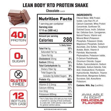 Lean Body Protein Shake - Chocolate (500ml) 12 PACK (RTD)