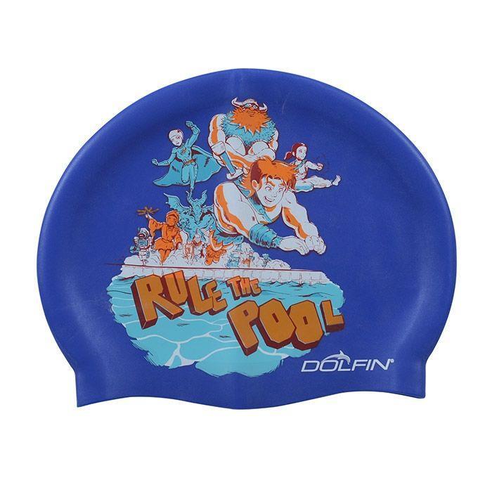 Dolfin Silicone Printed Caps Rule the Pool - Royal Blue 1/1