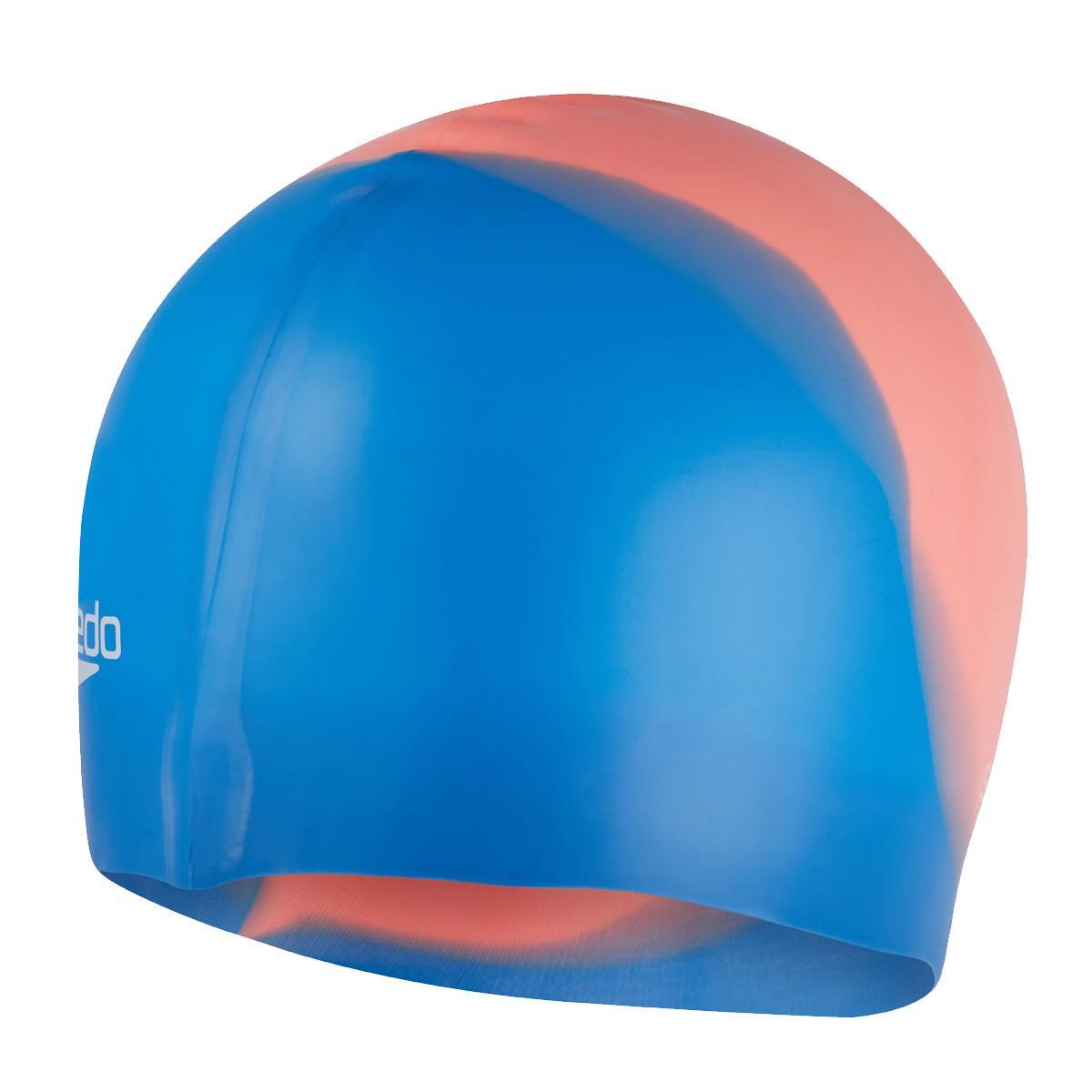 Speedo Multi Colour Silicone Cap - Bondi Blue/ Neon Fire 1/3