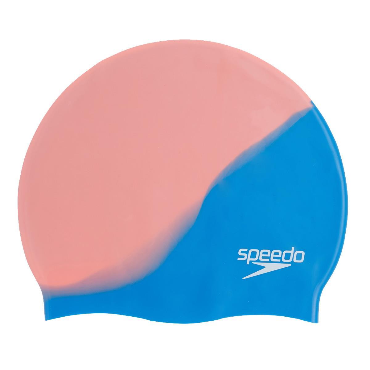 Speedo Multi Colour Silicone Cap - Bondi Blue/ Neon Fire 2/3