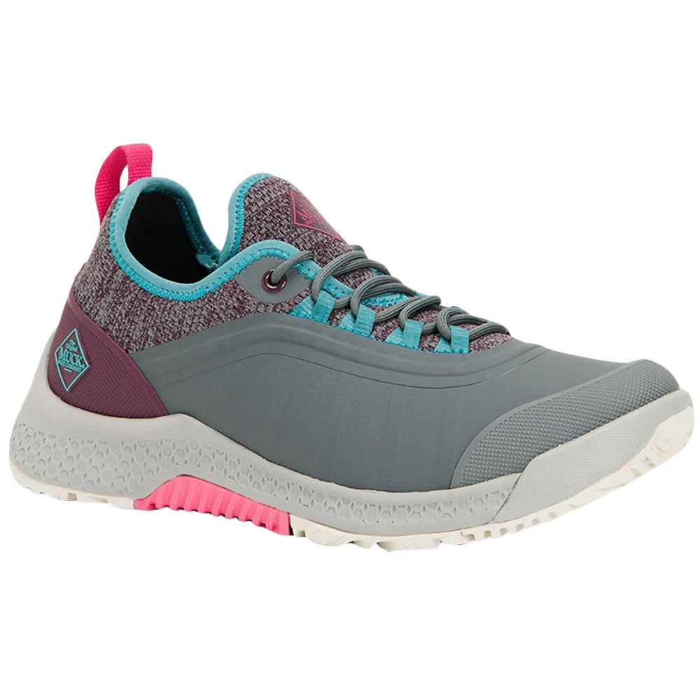 Womens/Ladies Outscape Lace Trainers (Dark Grey/Teal/Pink) 1/4