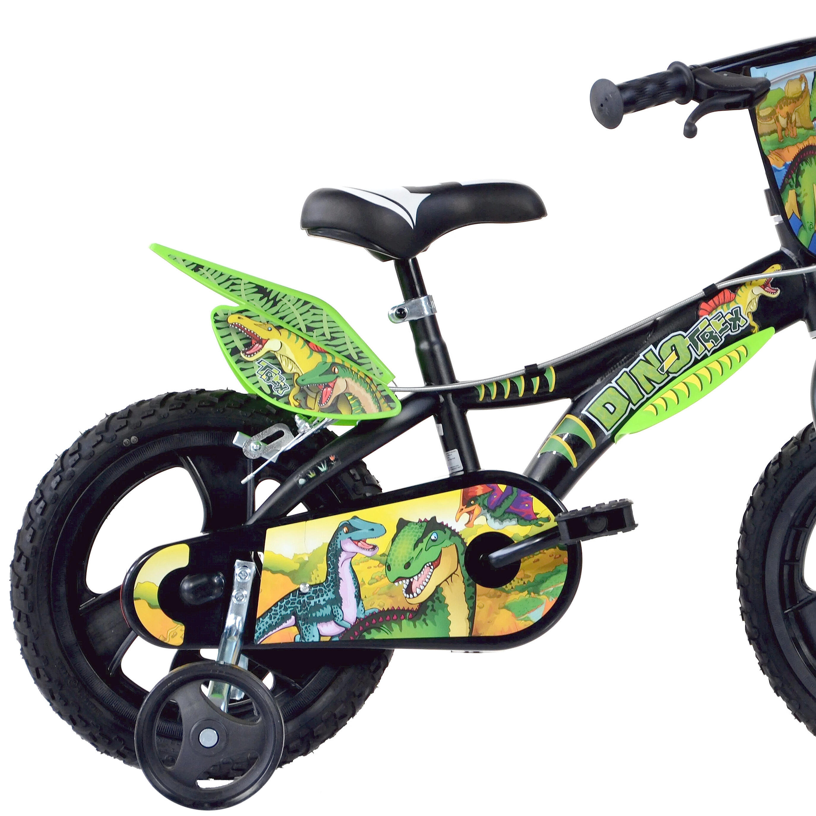 Dino Dinosaur 14In Kids Bike - Black/Green 3/4