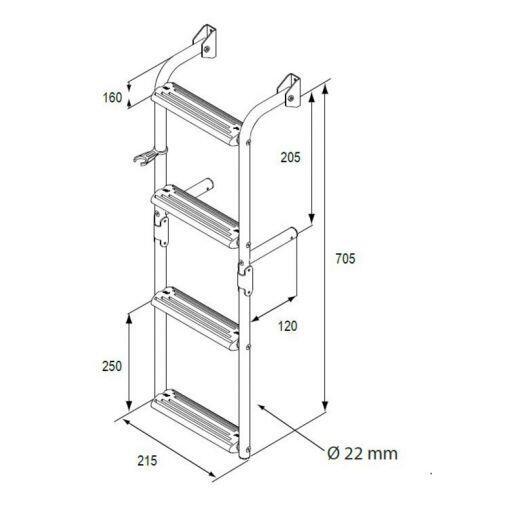 Scala Scala dritta pieghevole a 90° 3 gradini - NUOVA RADE