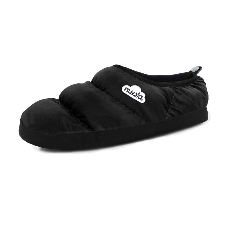 Chaussons unisex Nuvola de couleur noir avec semelle en caoutchouc