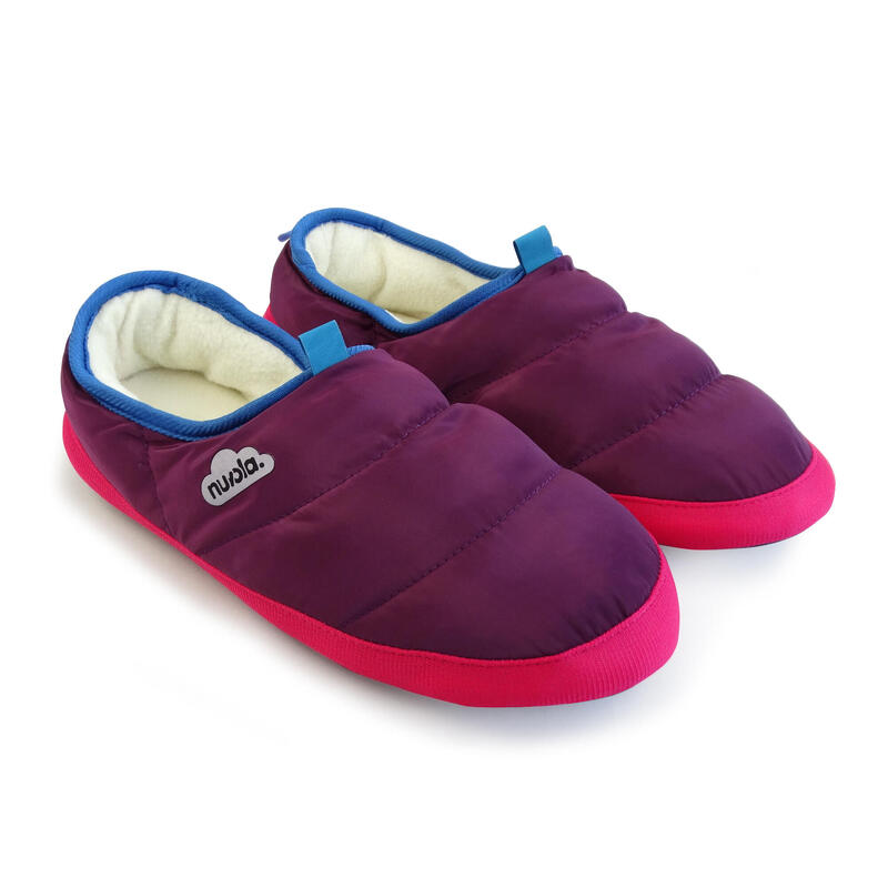 Chaussons unisex Nuvola de couleur violet avec semelle en caoutchouc