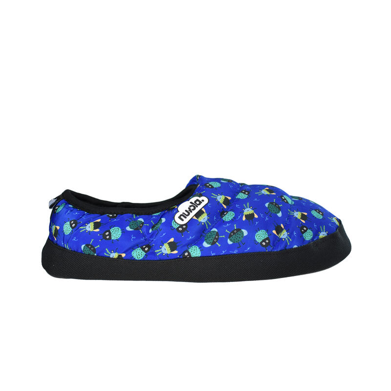 Chaussons unisex Nuvola de couleur bleu avec semelle en caoutchouc