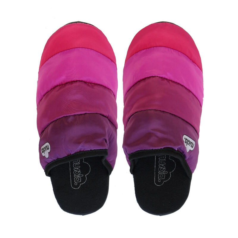 Chaussons unisex Nuvola de couleur fushia avec semelle en caoutchouc