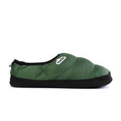 Chaussons unisex Nuvola de couleur vert militaire avec semelle en caoutchouc