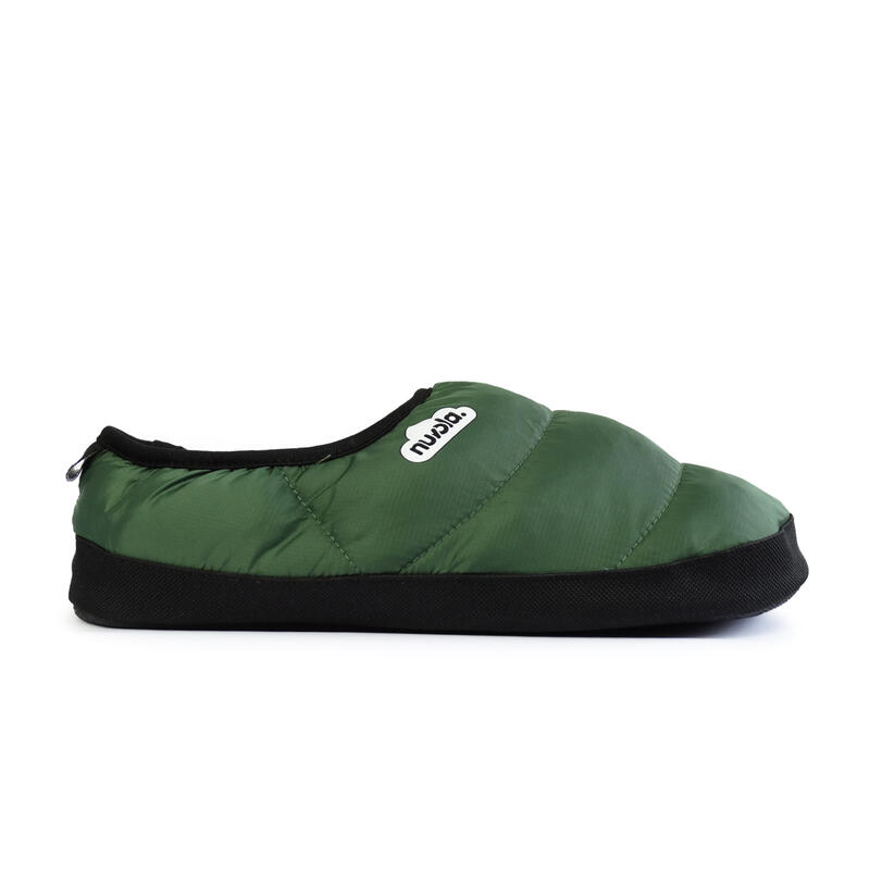 Pantofole unisex Nuvola in verde militare con suola in gomma