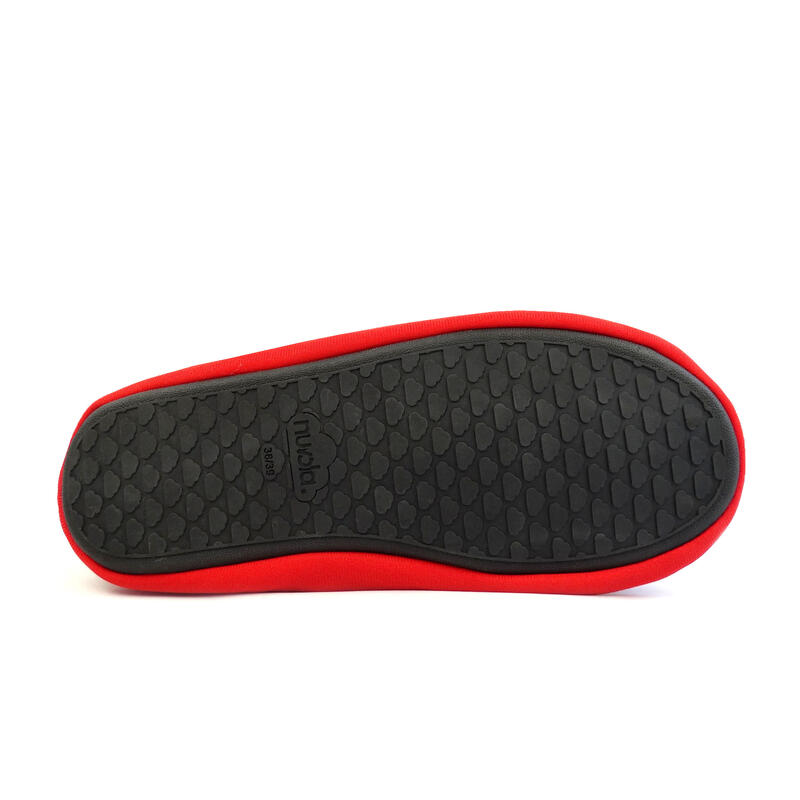 Chaussons unisex Nuvola de couleur rouge avec semelle en caoutchouc